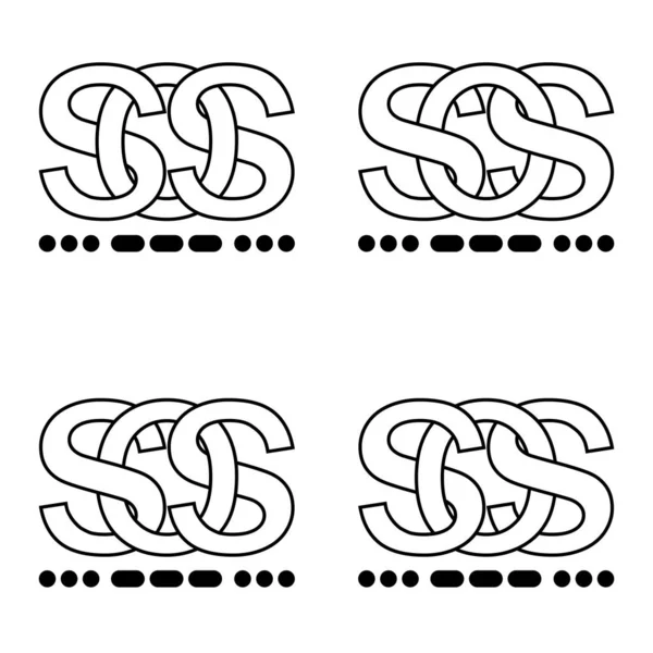 Ikona Znak Sos symbol przeplatane litery S O S znak Morse kod. Ilustracja naklejka znak symbol Sos sygnał w płaskim — Wektor stockowy