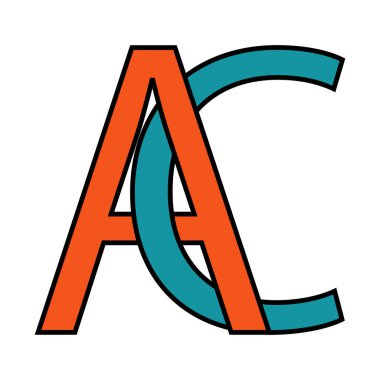 Logo heceli ac simgesi iki birbirine karışmış harf A C vektör logosu ac ilk büyük harf şablon alfabesi a c