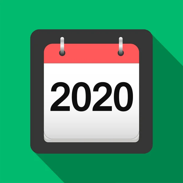 2020 kalender plat pictogram, 2020 kalender cover sheet platte stijl, New years eve vector — Stockvector