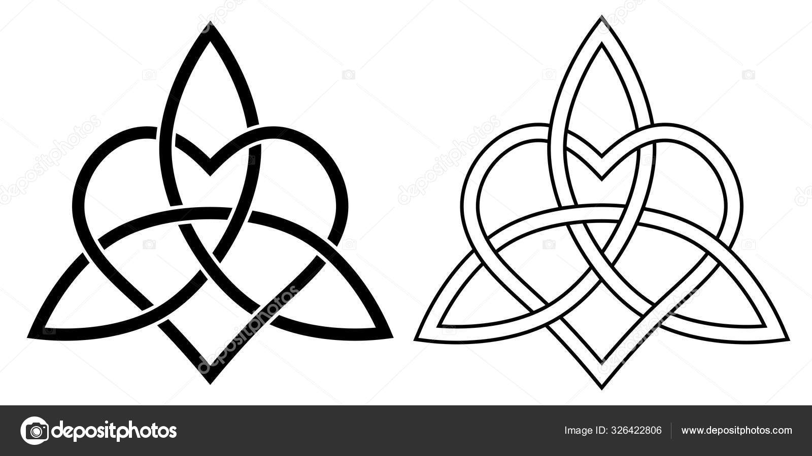 Sign eternal love heart intertwined with Lotus flower, vector sign