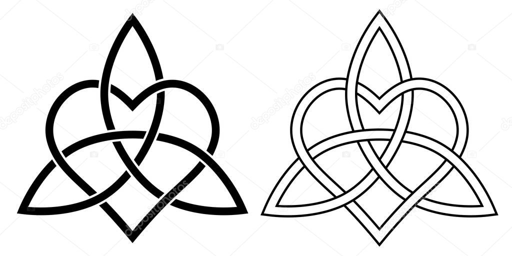 Sign eternal love heart intertwined with Lotus flower, vector sign of infinite love and loyalty heartiness