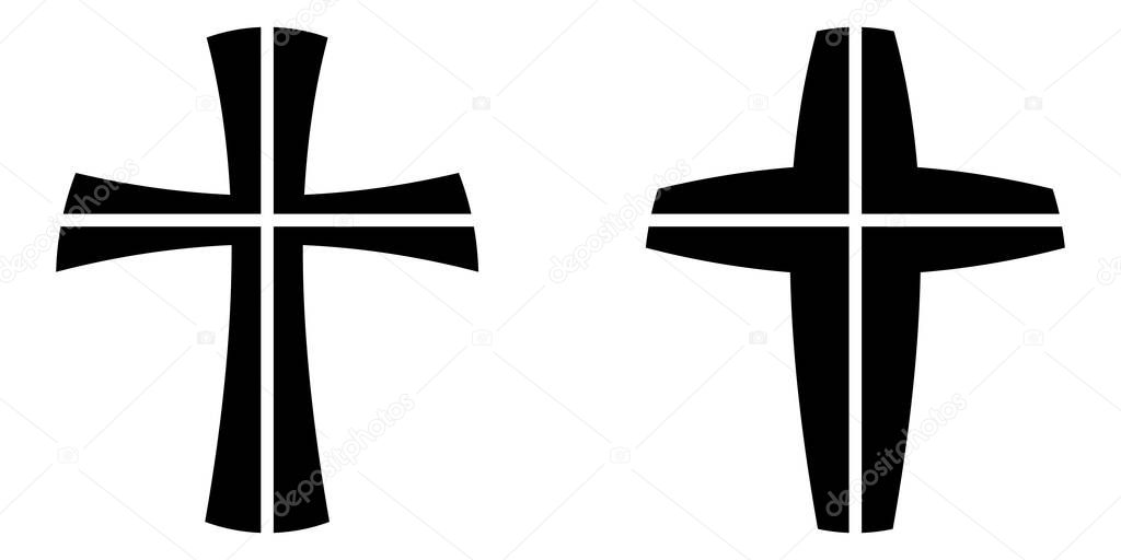 Catholic cross crucifixion four piece, vector cross symbol faith Catholic Orthodox crucifixion