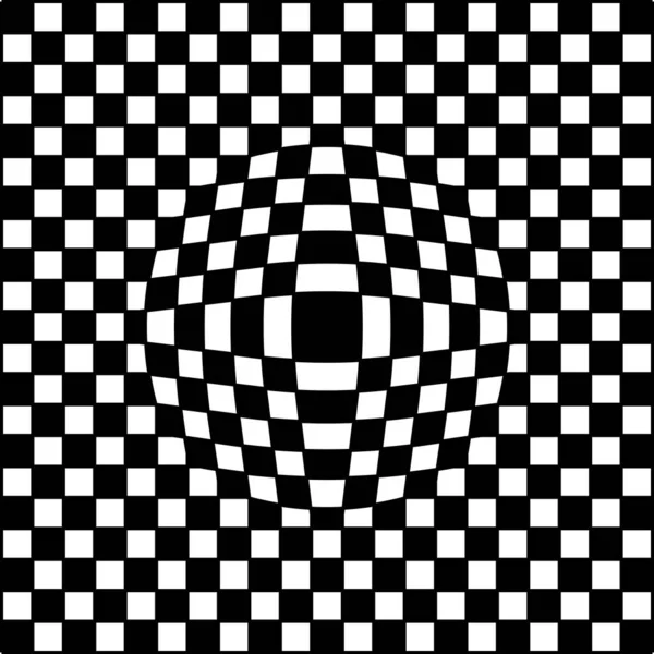 Fyrkantig rutig bakgrund med illusion av uppblåsthet, vektor uppblåsthet rutig yta — Stock vektor