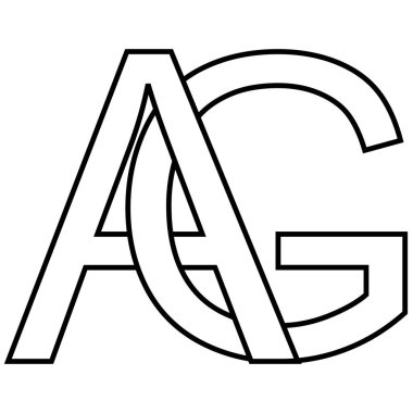 Logo simgesi ag simgesi iki birbirine karışmış harf A, G vektör logosu ilk büyük harf şablon alfabesi A, g
