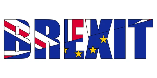 Brexit concept referendum over de terugtrekking van Groot-Brittannië uit de Europese Unie vlaggen van het Verenigd Koninkrijk zijn de helft met de Eu. Brexit referendum campagne — Stockvector
