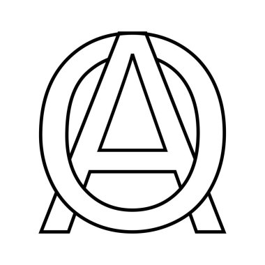 Logo işareti ao, oa simgesi işareti birleşik harfler A, O vektör logosu ao, oa ilk büyük harf şablon alfabesi a, o