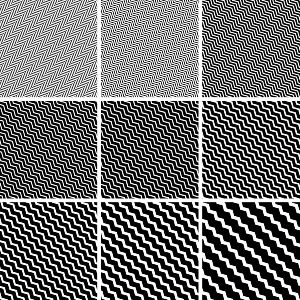 Diagonaal zigzag strepen lijn patroon, vector netwerk patronen met diagonale zigzags — Stockvector