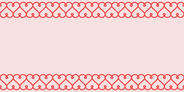 Plantilla de tarjeta de felicitación del día de San Valentín, vector horizontal tarjeta de San Valentín con patrón caligráfico de corazones — Archivo Imágenes Vectoriales