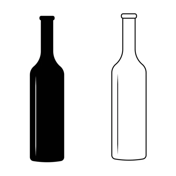 Set botella de vino con deslumbramiento icono de signo de luz icono botella de vino diseño simple — Archivo Imágenes Vectoriales