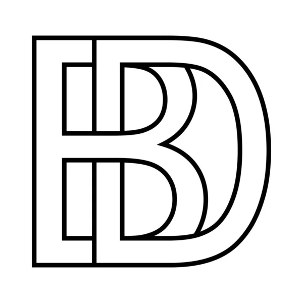 Logotyp bd, db ikon tecken sammanflätade bokstäver B och D vektor logotyp bd, db första versaler mönster alfabet b, d — Stock vektor