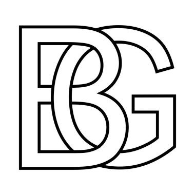 Logo işareti bg gb simgesi iki birbirine karışmış harf b, g vektör logosu bg, gb ilk büyük harf şablon alfabesi b, g
