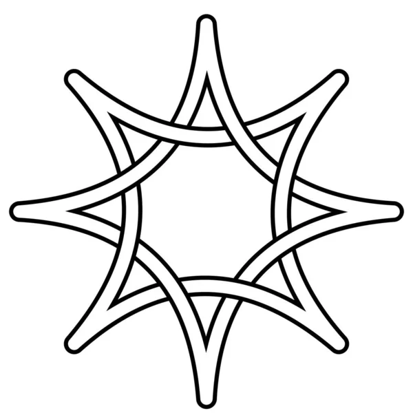 Noeud celtique étoile rayons entrelacés, étoile vectorielle symbole d'espoir et de lumière, pensée intelligente, signe sagesse — Image vectorielle