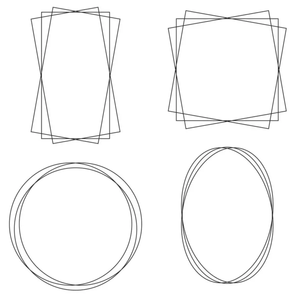 Cadres photo géométriques polygonaux cadres vectoriels abstraits décalage géométrique — Image vectorielle