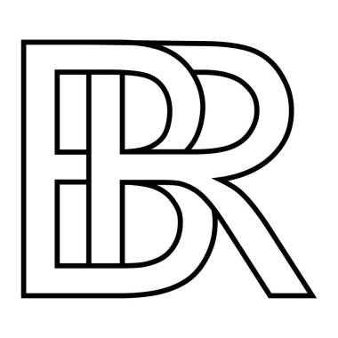Logo işareti br, rb simgesi iki birbirine karışmış harf B ve R vektör logosu br rb ilk büyük harf şablon alfabesi b, r, r