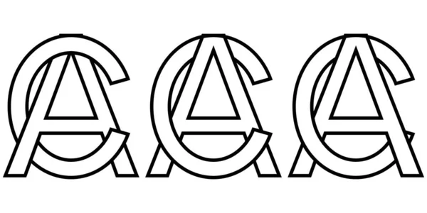 Logo signo ac ca icono signo de dos letras entrelazadas c y un vector logotipo ca, ac letras mayúsculas patrón alfabeto a, c — Vector de stock