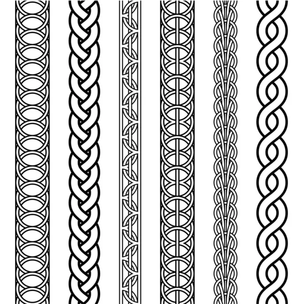 Crochet macramé tissage noeud tresse tricot, vecteur tricoté motif tressé de brins entrecroisés osier, tricoté motif tressé brins entrecroisés wicke — Image vectorielle