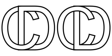 Logo işareti dc ve cd simgesi iki birbirine karışmış harf D, C vektör logosu dc, cd ilk büyük harf şablon alfabesi d, c,