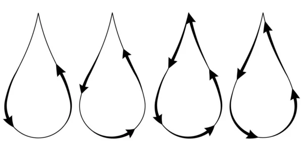 Set gota de agua con flechas signo símbolo de reciclaje de circulación de agua, icono de gota vectorial renovación y reciclaje de agua, bio natural — Vector de stock