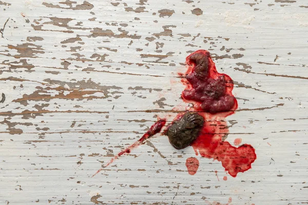 Köpek pisliği kolit tarafından neden oldu. Kan, mukus ve dışkı.