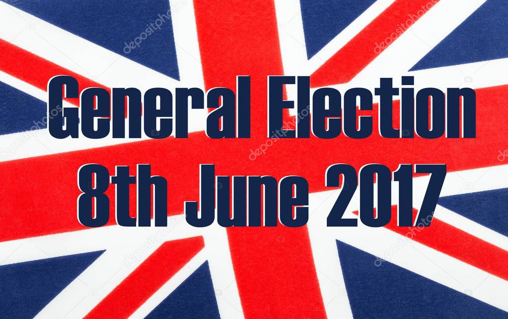 General Election 8th June 2017 on UK flag.