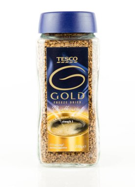 Kafeinsiz hazır kahve kavanoz Tesco altın freeze kurutulmuş.