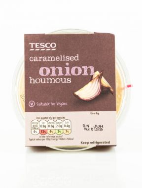 Tesco fıçı soğan houmous vegans için uygun caramelised.