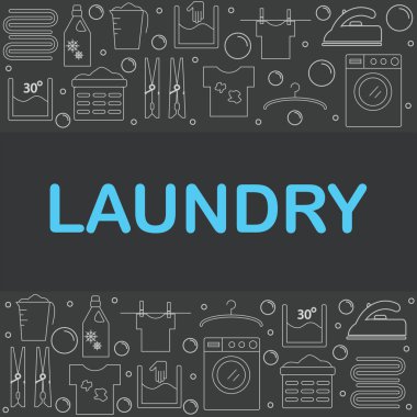 Çamaşırhane. Görüntü mavi bir arka plan üzerinde üç Yıkama makinaları.