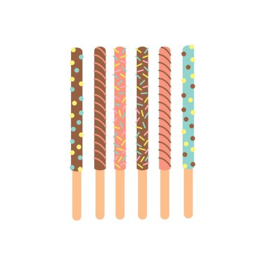 Çikolata sopalarla. Tatlı. Pepero. Vektör.