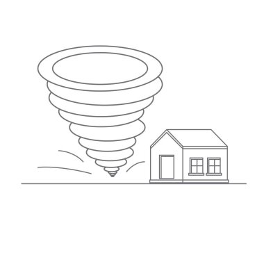 Kasırga. Felaket doğal olay evleri yok. Felaket. Vektör çizim.