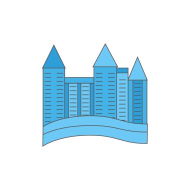 Öğe şehir. Çok katlı ev. Vektör çizim.