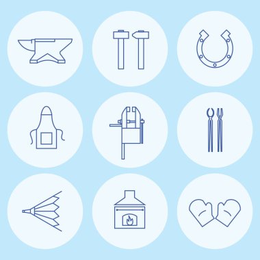 Demirci araçları simgeler. Vektör çizim.