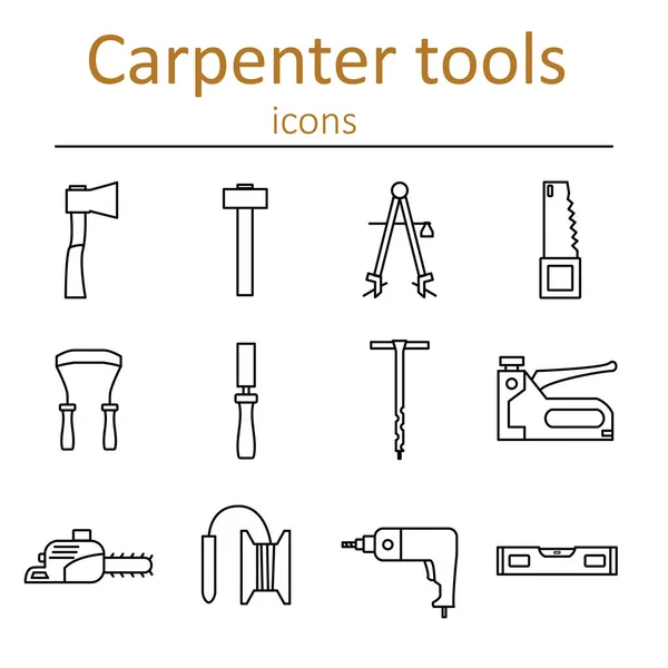 Um conjunto de ferramentas de carpinteiro no estilo da linha. Ilustração vetorial . —  Vetores de Stock