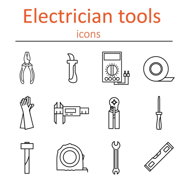 Zestaw ikon narzędzi elektryka. Ilustracja wektorowa. — Wektor stockowy