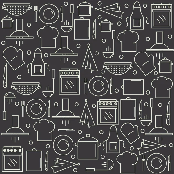 Mutfak desende bir çizgi stili. Mutfak arka plan. Vektör çizim.