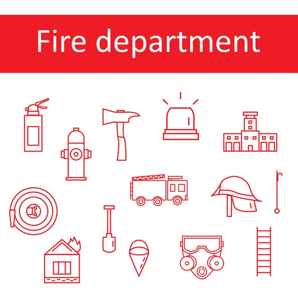消防部门中线条的样式的图标. 免版税图库插图