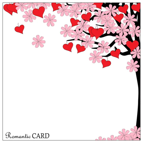 Carte romantique arbre de l'amour — Image vectorielle