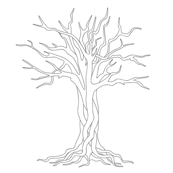 Contorno dibujado a mano del árbol — Vector de stock