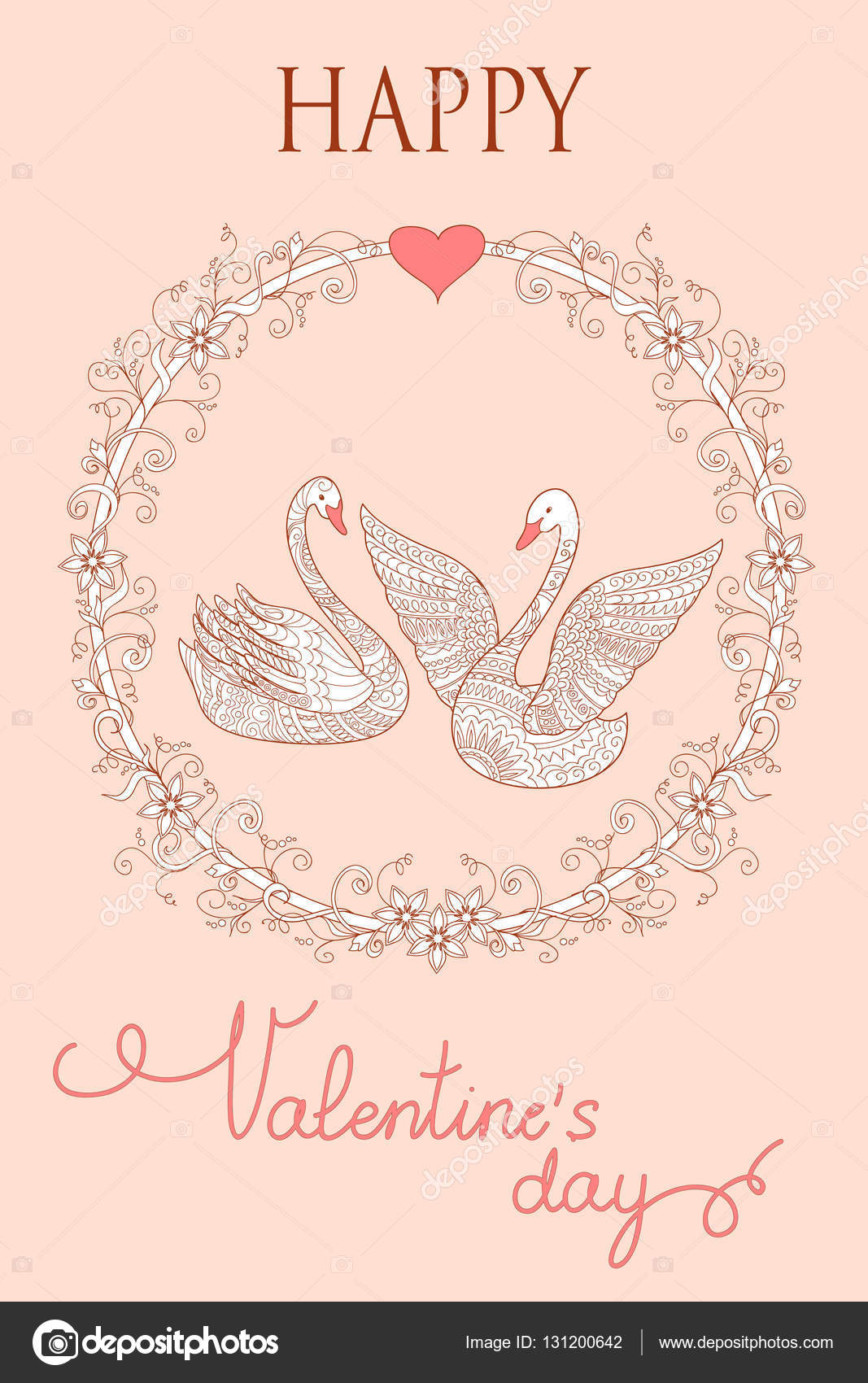 Cartões de amor de Valentim com pássaros bonitos e corações