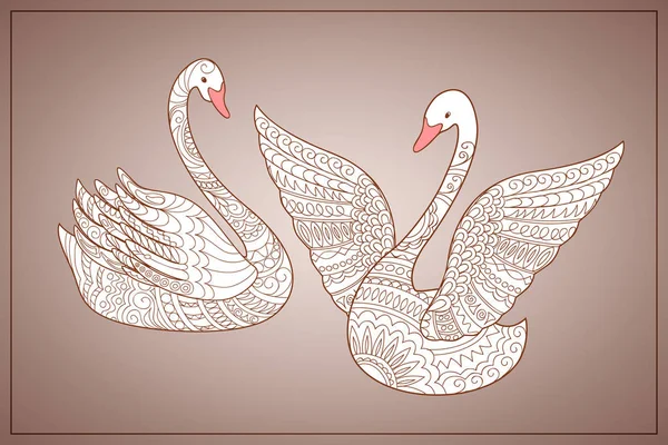 カップル白鳥ビンテージ カード — ストックベクタ