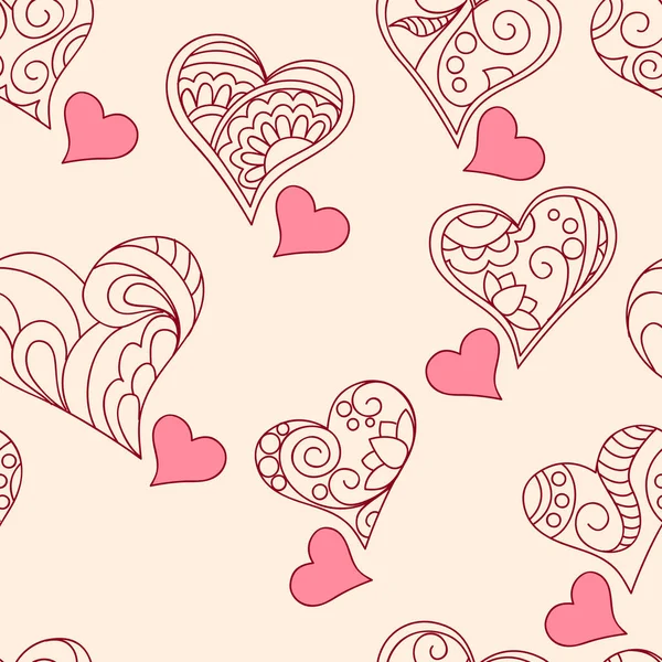 Patrón romántico sin costuras con corazones — Archivo Imágenes Vectoriales