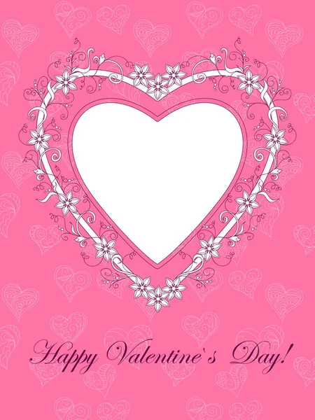 Tarjeta rosa de San Valentín en blanco — Vector de stock