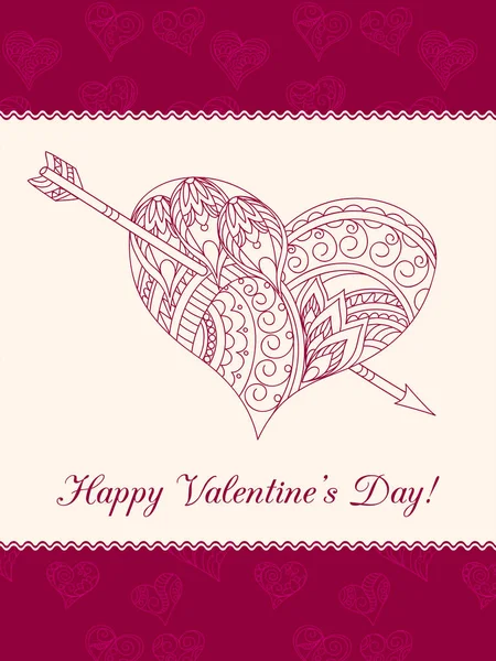 Valentijn kaart met sier hart — Stockvector