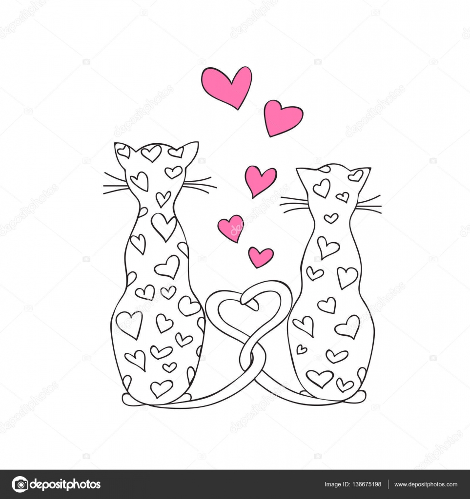 Chats de la Saint Valentin amoureux — Image vectorielle