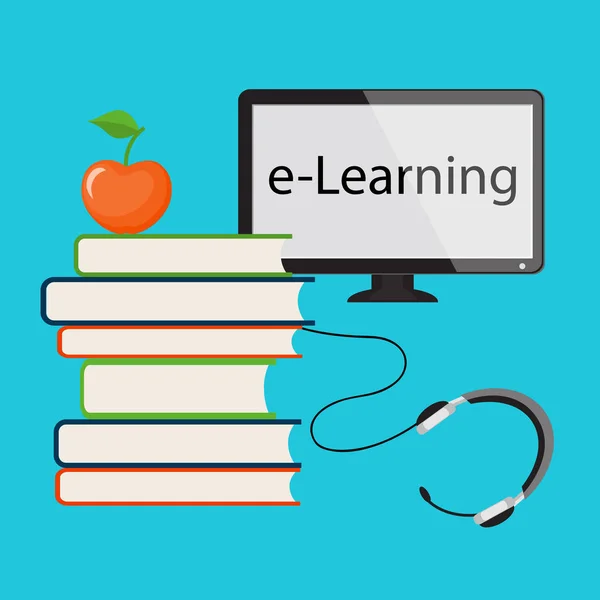 E-Learning avec moniteur d'ordinateur — Image vectorielle