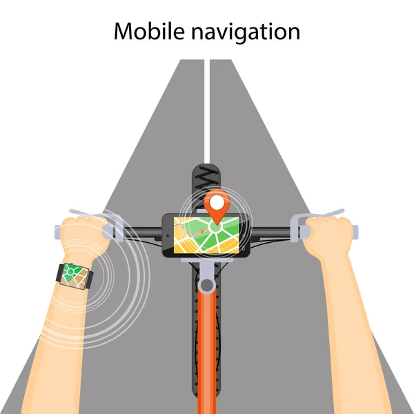 Mobil navigation i mobiltelefon och smart Watch-klocka — Stock vektor