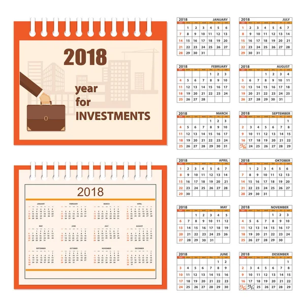 Business calendar for wall 2018 — Stock Vector