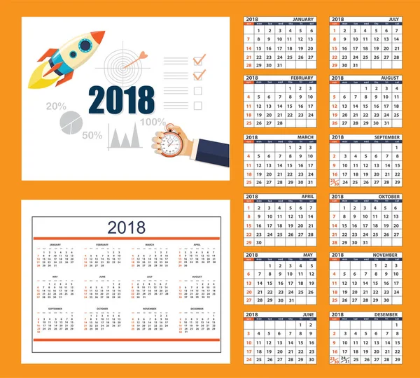 Företagskalender för vägg eller skrivbord år 2018 — Stock vektor