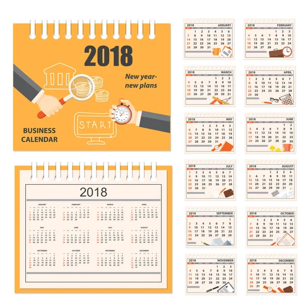 Business calendar for wall or desk year 2018