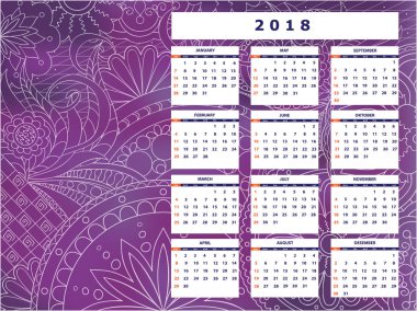 Menekşe dolaştırmak zen desen takvim yılı 2018 