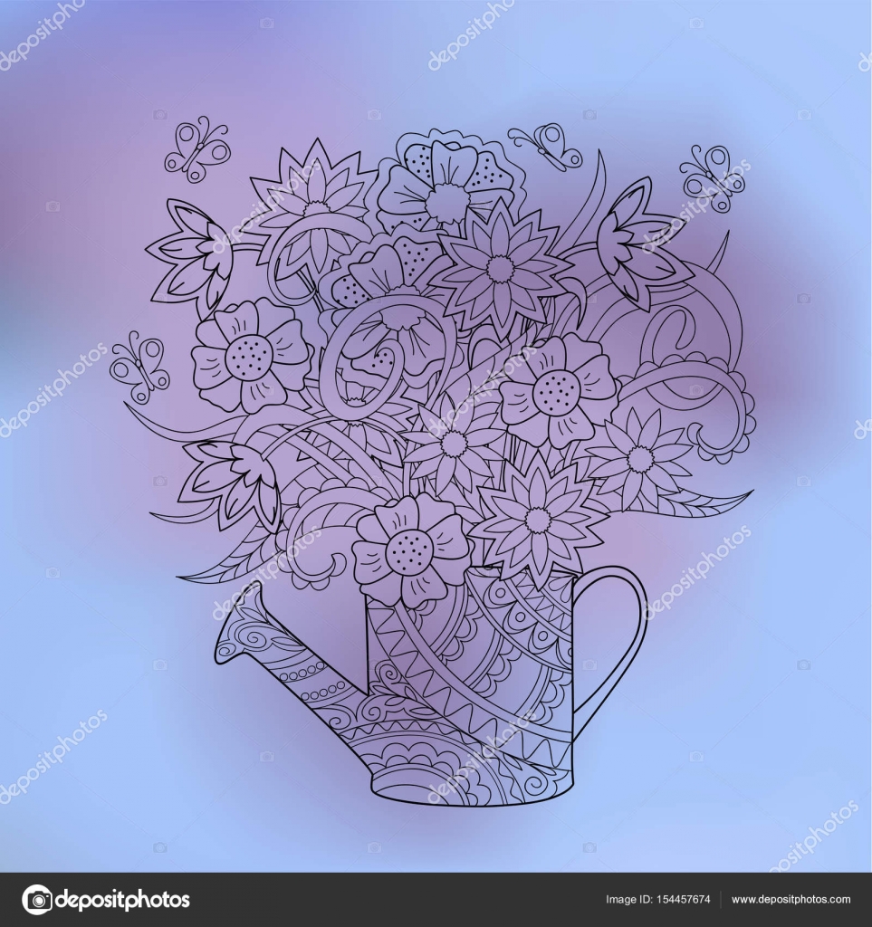 Doodle trasparente disegnata a mano fiorisce il mazzo con le farfalle per la stampa dei tessuti arte della parete e decorazione